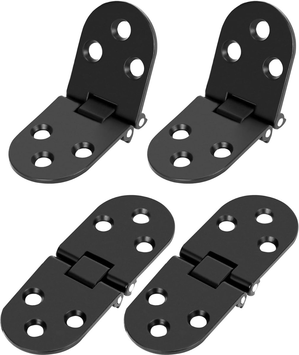 SnelShoppen - 4 Stuks Zwarte Vouwscharnieren 180 Graden - RVS Zinklegering - Voor Vouwtafels, Kasten en Gereedschapskisten