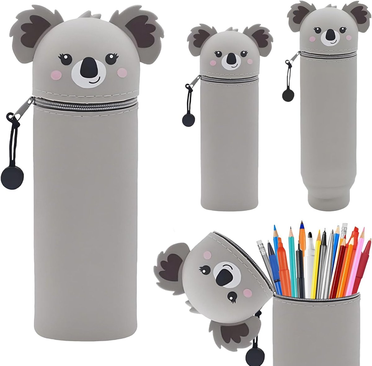 SnelShoppen - Koala Kawaii Pennenhouder - Schattige Siliconen Etui - Veilig, Duurzaam, Uitbreidbaar - Voor School, Werk, Creativiteit, Reizen - Kinder