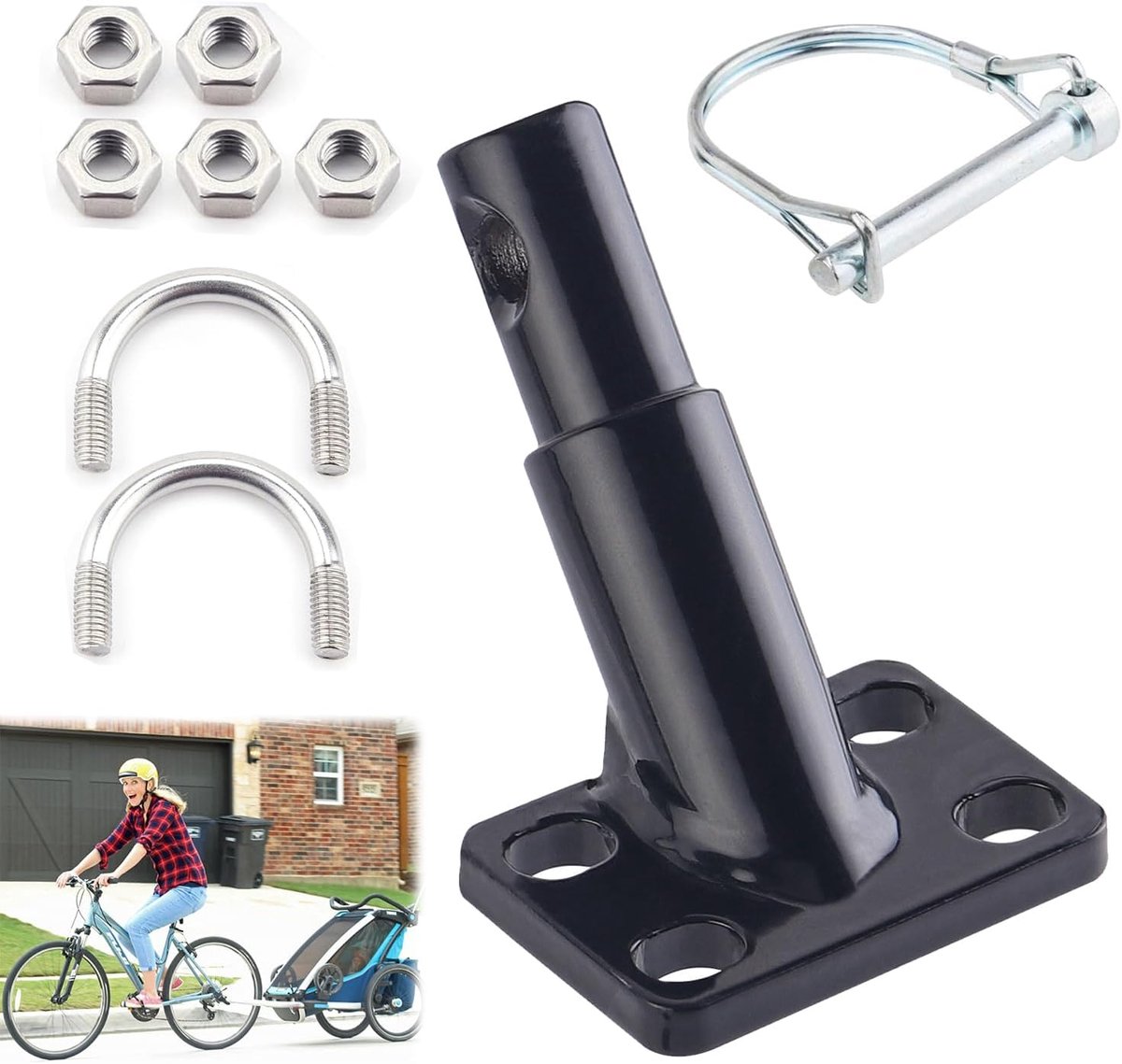 SnelShoppen - Fietstrailer Koppeling - Fiets Trekhaak met Veiligheidspin - Voor Kinderen, Camping & Tuin - Robuust, Lichtgewicht en Duurzaam