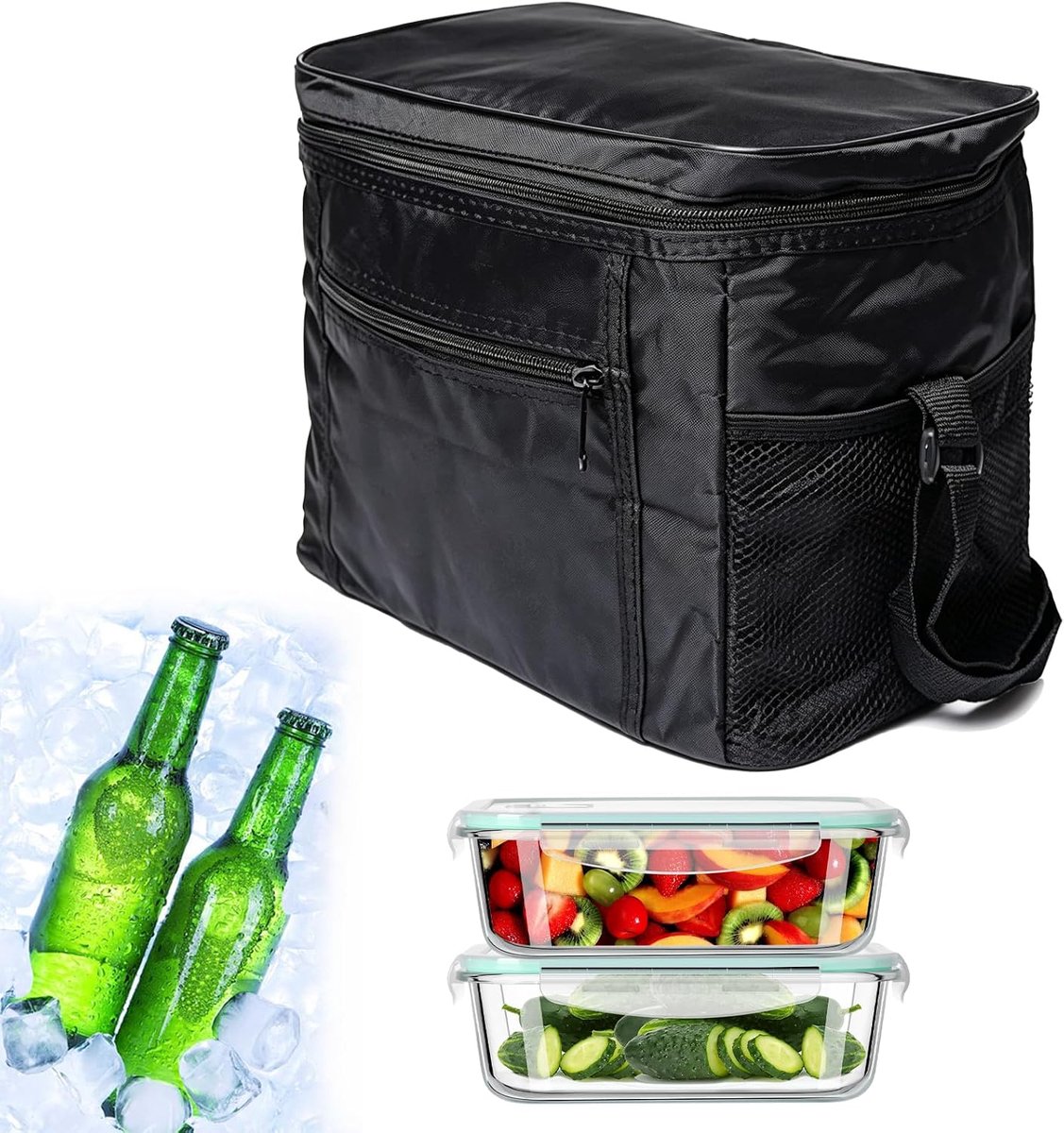 SnelShoppen - Isoleertas 10 liter - Opvouwbare Koeltas - Picknicktas - Waterdicht Oxford - Draagbare Lunchtas voor Werk, Camping, Outdoor, Feest