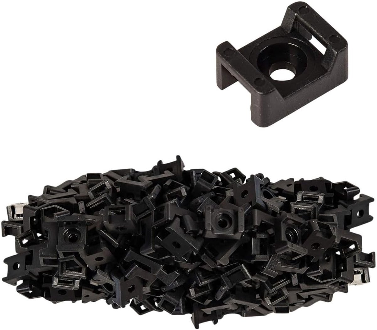 SnelShoppen - Set van 100 Zwarte Kabelbinders Bevestigingsbases met Schroefmontage - Kabelbanden tot 5mm Breed - 4mm (M4) Schroefgat - Saddle Mount Ka