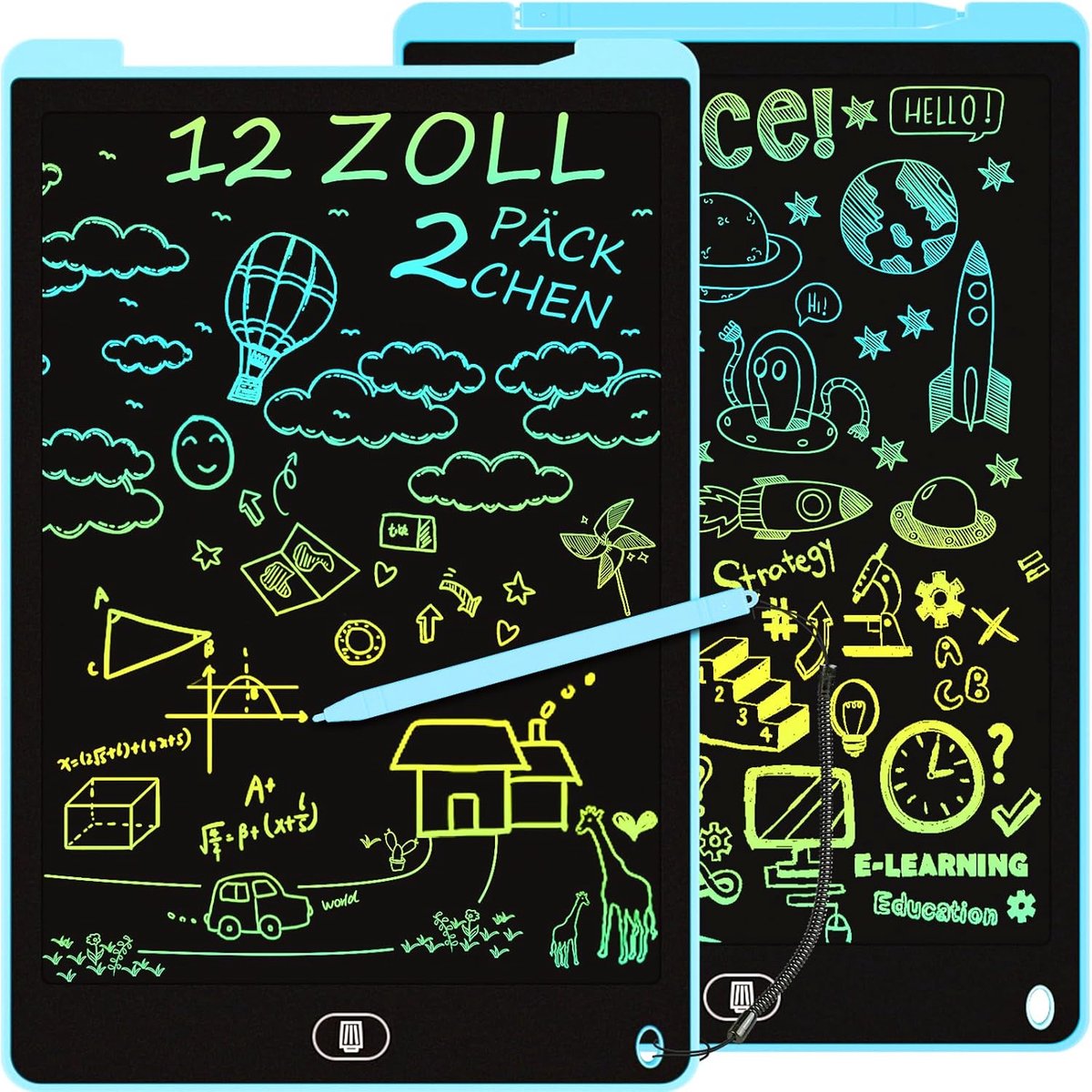 SnelShoppen - 12 Inch Kleurrijke LCD Schrijfboard, Tekentablet met Vergrendel- & Wisfunctie, Oogbescherming Doodle Pad, Speelgoed & Cadeaus voor Kinde