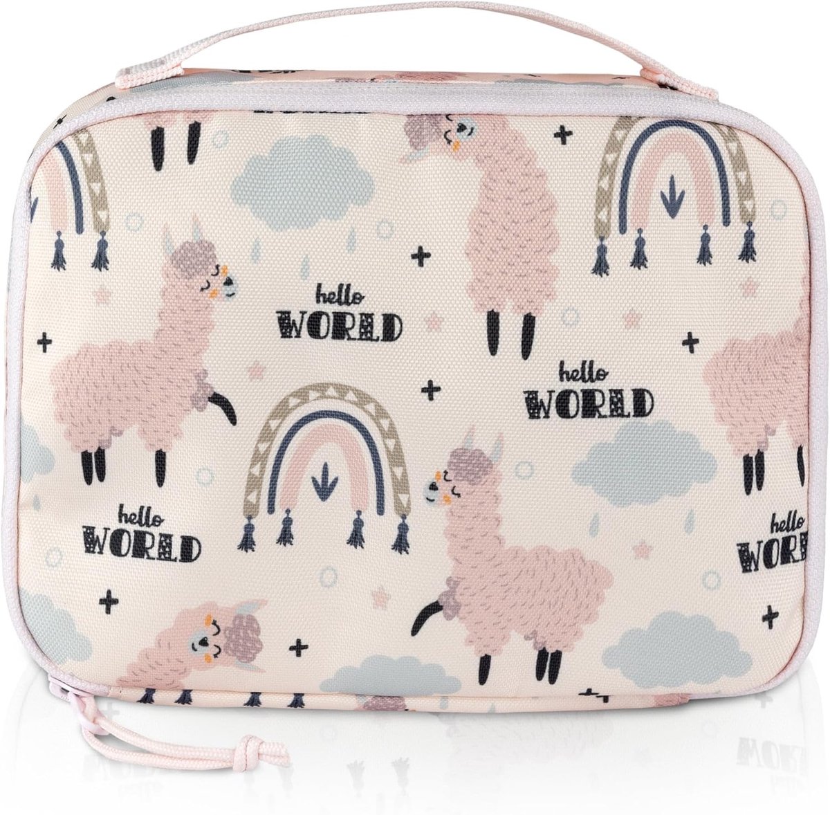 SnelShoppen - Kinderen Thermobag, Lunch Bag, Mini Geïsoleerde Tas voor Cosmetica, Geneesmiddelen, Snacks - Duurzaam (Roze – Lama, 21 x 14.5 x 6.5 cm)