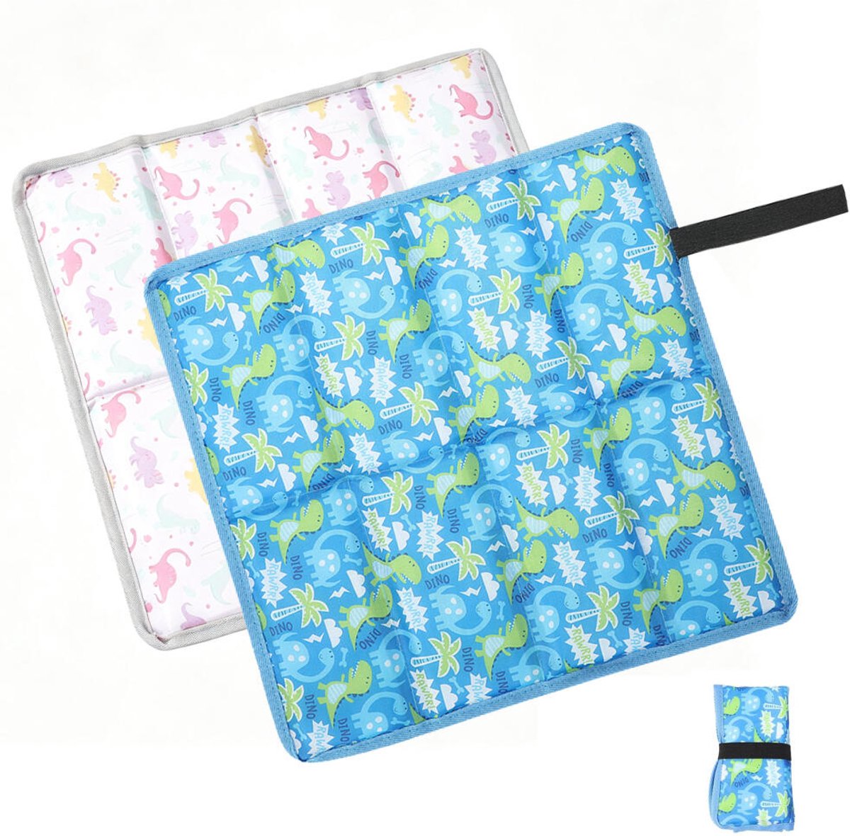 Opvouwbaar Zitmatje - 2 stuks - Zitkussen voor buiten - 34x36cm - Draagbare buitenmat - Stoelkussen - Waterdicht - Vochtbestendige mat - Lichtgewicht - vloermat - wandelen kamperen - Strand zitmatje - Buitenzitkussen voor kinderen - blauw, roze