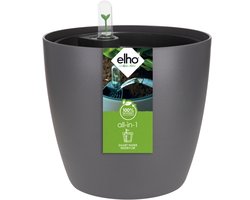 Elho All-in-1 Brussel Rond 25 + Swi 24 - Bloempot met Watermeter - 100% Gerecycled Plastic - Ø 25 cm - Antraciet