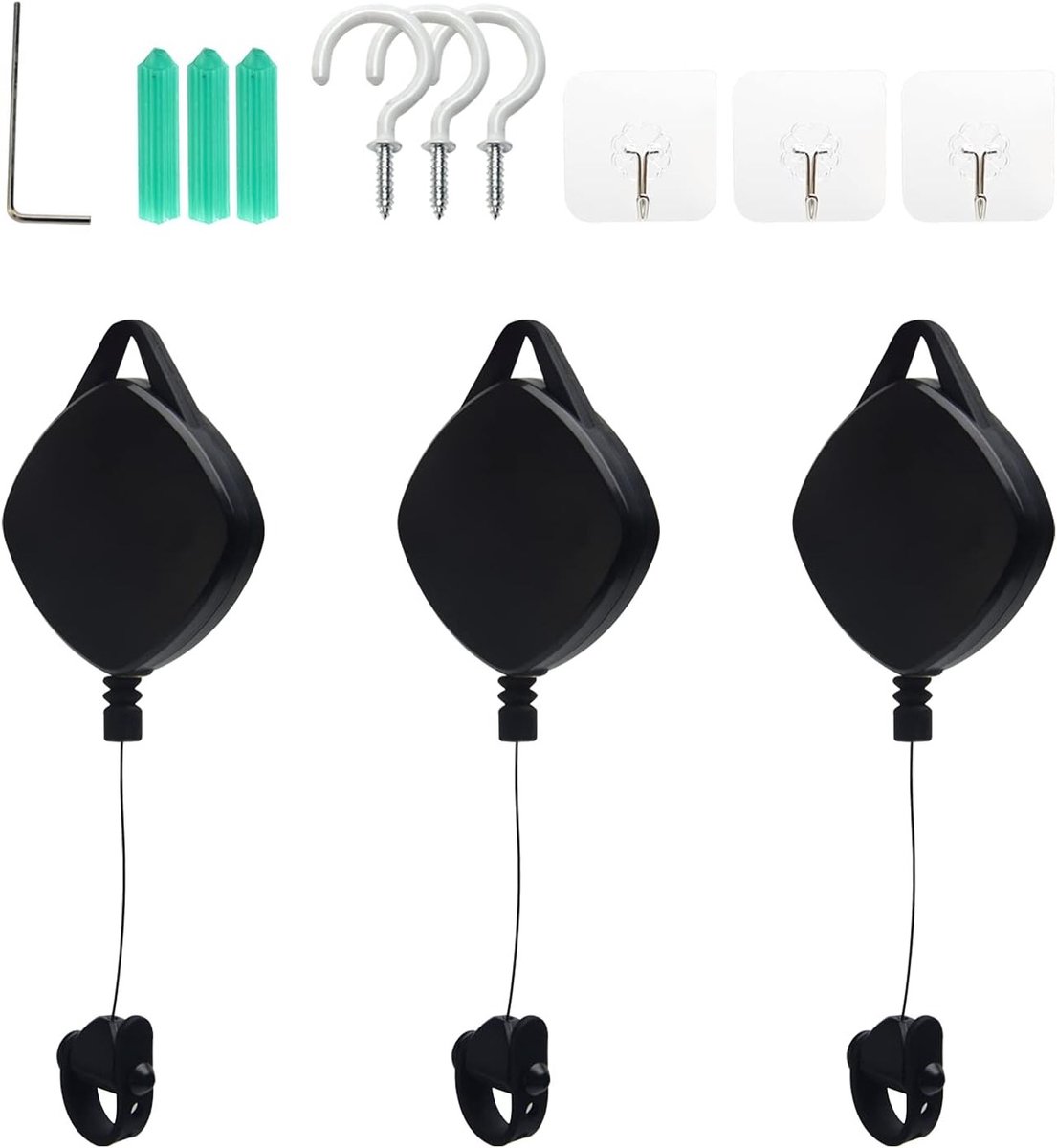 Verstelbare Kabelbeheersysteem voor VR Headsets - Stevige, Retractable en Geluidsloze Oplossing voor Spellen en Gebruiksgemak (3 Stuks)