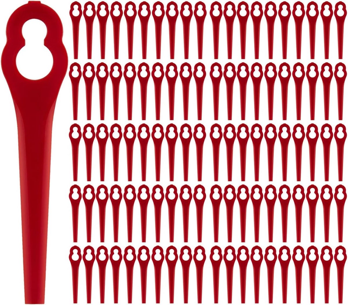 SnelShoppen - 100 Stuks Vervangende Kunststof Bladen voor Accu Grastrimmer, Compatibel met Diverse Modellen, Nylon, 90 mm, Tuinonderhoud