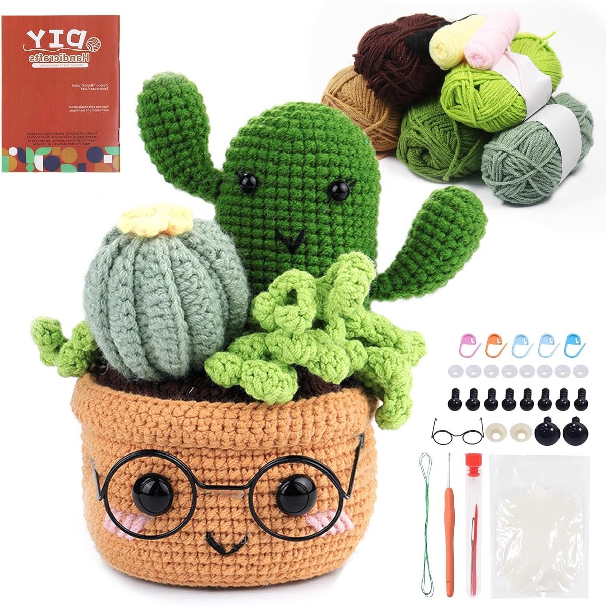 Haakset voor Beginners met Planten en Dieren, Inclusief Haaknaalden, Garens en Handleiding voor Creatieve Projecten