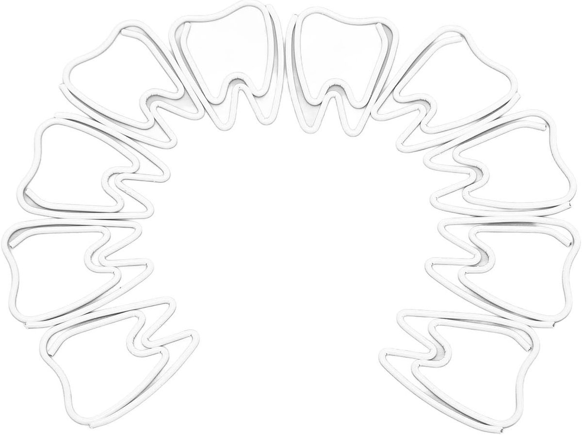 SnelShoppen - 100 Stuks Schattige Tandvorm Paperclips - Bladwijzerklemmen van Metaal - Kleine Kantoorbureau-accessoires voor School, Kantoor, Studente