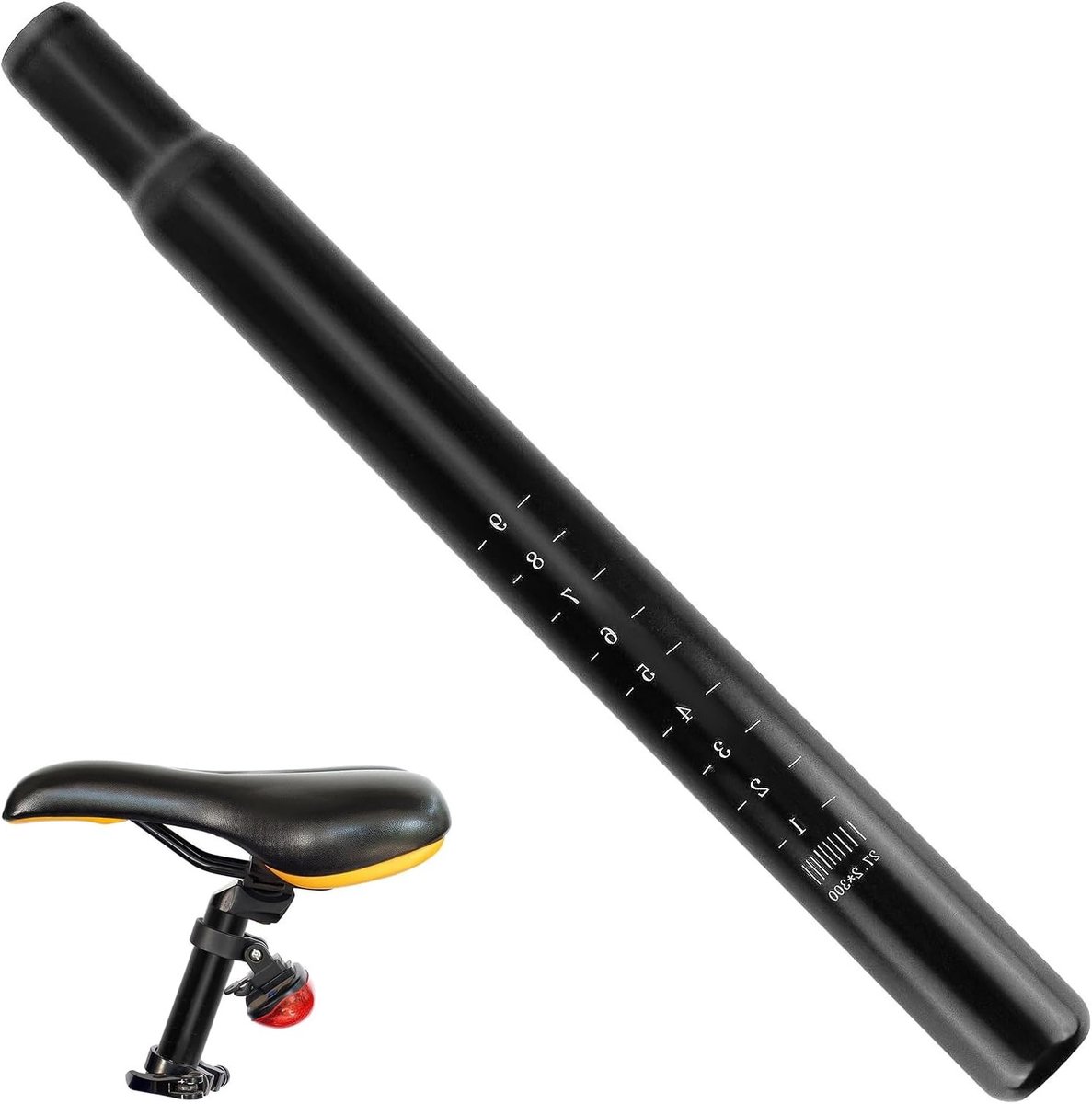 Zadelpen 27.2 x 300mm, Zwart, Geschikt voor Mountainbike, Racefiets en Stadsfiets, Duurzaam en Lichtgewicht