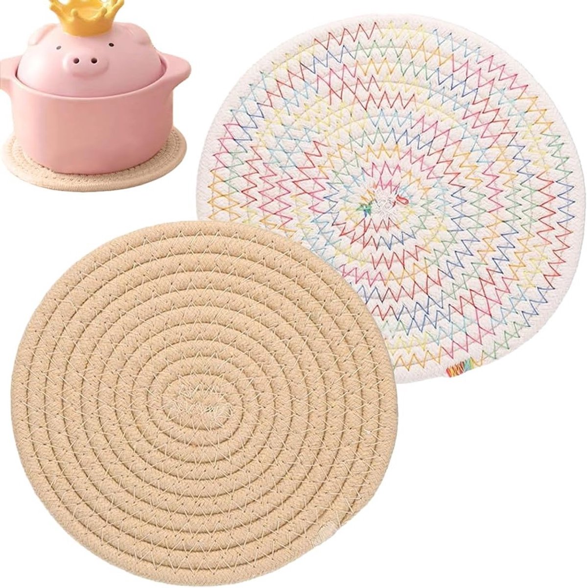Onderzetters voor de keuken - 20 cm katoenen onderzetters, geïsoleerde onderzetters voor k