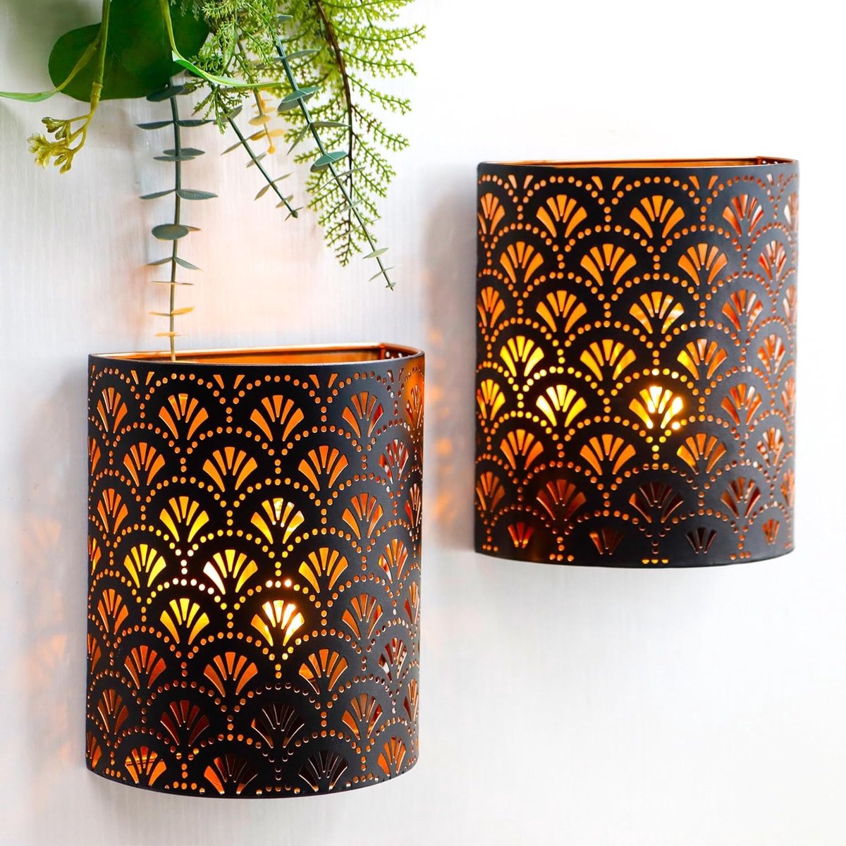 Set van 2 Batterij Aangedreven Vintage Wandlampen van 20cm Hoog met LED Edison Lamp en 6-U