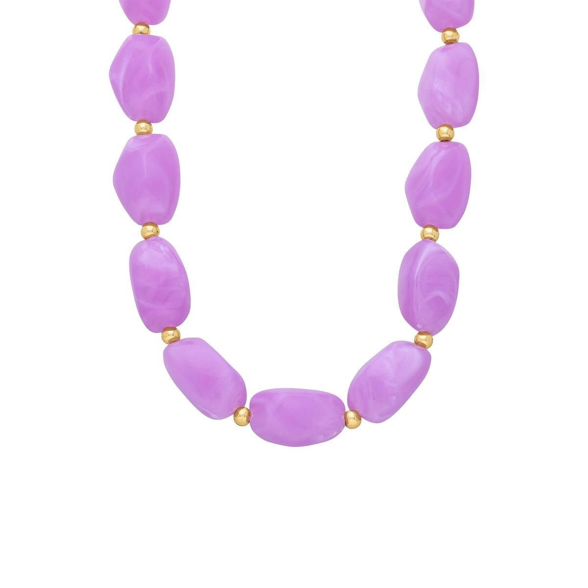 Lucardi Dames Stainless steel kralenketting voor dames - Ketting - Staal - Goudkleurig - 47 cm