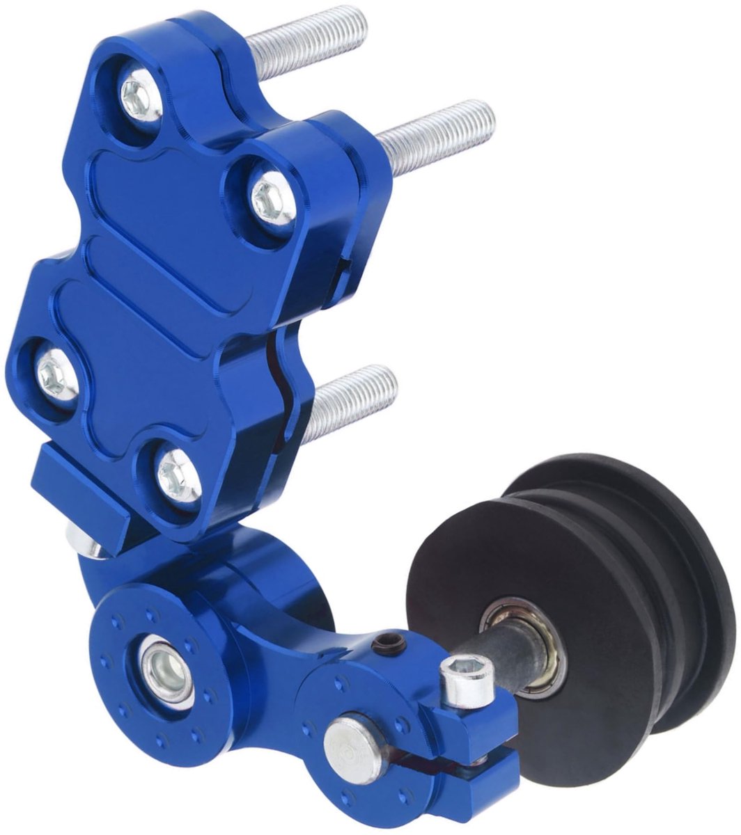 Namajunas - CNC Aluminium kettingspanner voor motorfietsen - Motorfiets accessoire - Universeel kettingsteller - Motorfiets Onderdeel - Verlengt de gebruiksduur van uw motorfiets ketting - Kettinggeleider - Blauw