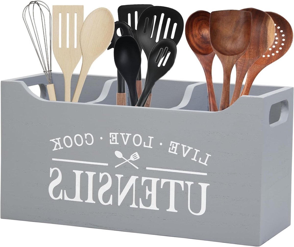 Grote Organiser voor Keuken met Afvoerbasis, 3 Compartimenten van Massief Hout, Ideaal voo