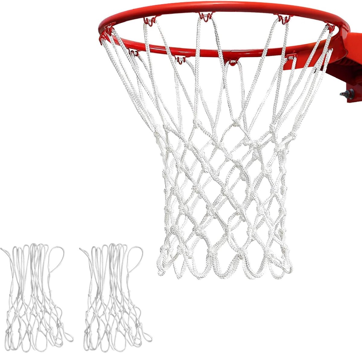 SnelShoppen - Basketball Net - 2 Stuks, Vervangnet, Ketting, 12 Loops, Duurzaam Nylon, Wit, Geschikt voor Binnen en Buiten, Voor Standaard Basketbal H