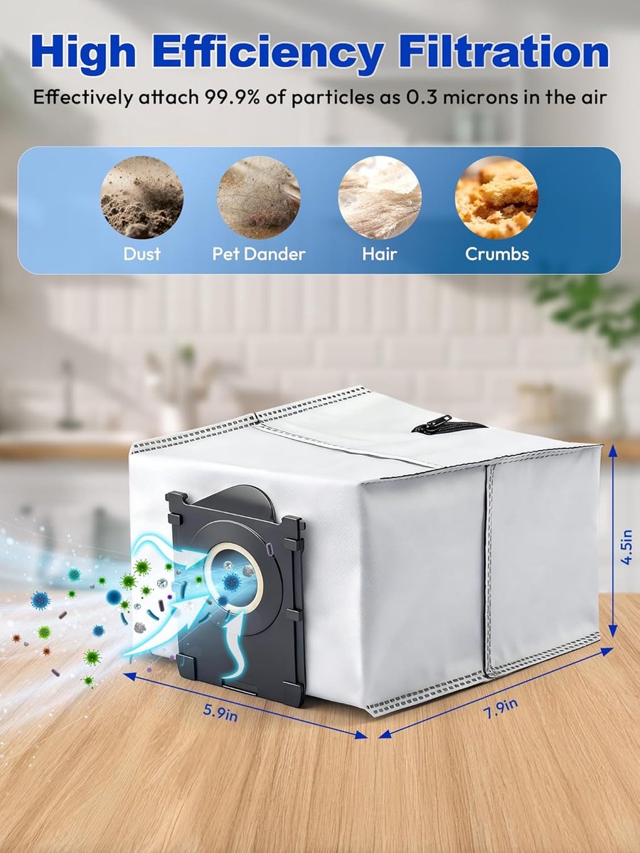 SnelShoppen - Herbruikbare Stofzakken voor Robotstofzuigers - Vervangbare Zakken met Rits voor Ecovacs Deebot T80 Omni/T50 Pro Omni/T30C - 3 Stuks