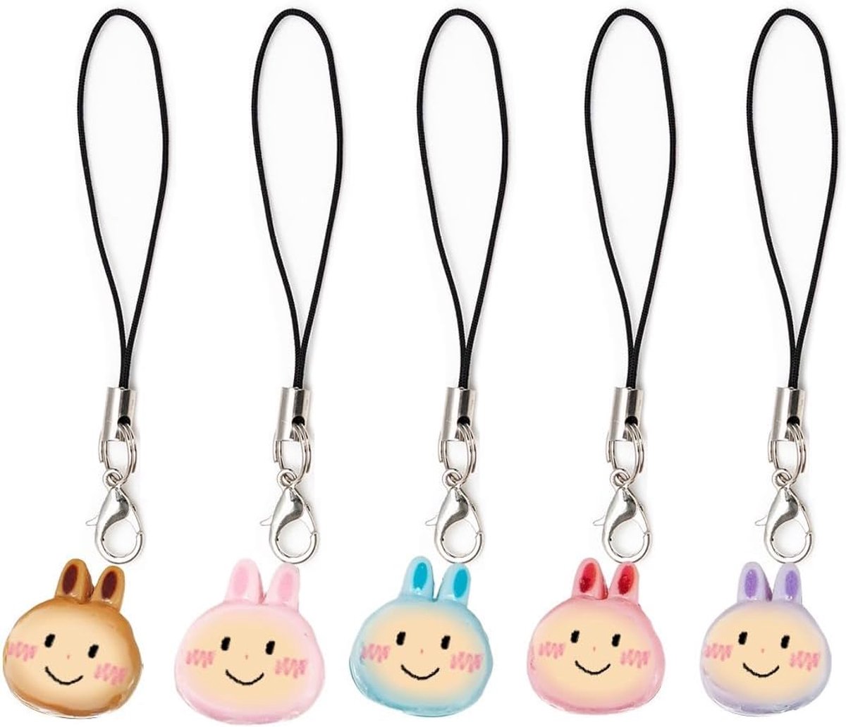 SnelShoppen - 5pcs Schattige Hangertjes, Telefoon Sieraden, Mobiele Telefoon Charms, Telefoon Lanyards, Decoraties voor Feestelijke Gelegenheden, Kleu