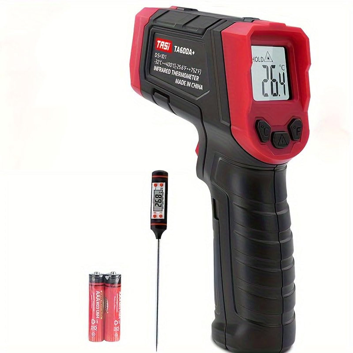 Thijox - Infrarood Thermometer Digitale Laser Temperatuurmeter -32°C~400°C IR Temperatuurpistool voor Koken, Braden, Keuken, Barbecue, Vlees, Suiker,