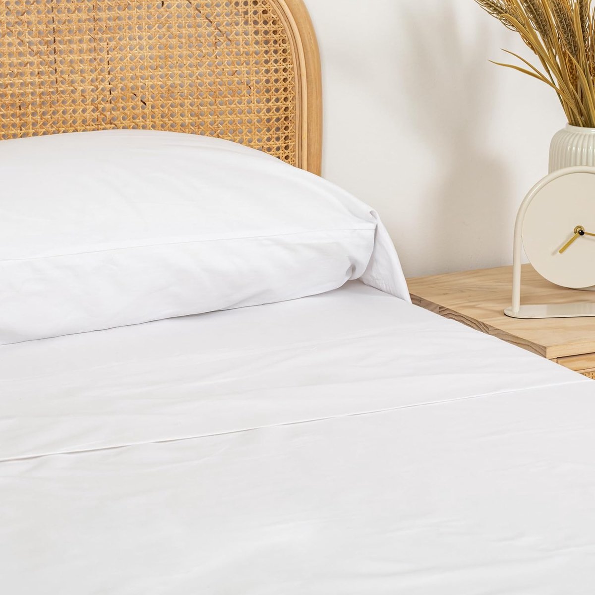 SnelShoppen - Bedlinnen voor Franse Bed 140x200 cm, 100% Percale Katoen, Dekbedovertrekset met 2 Kussenslopen, Oeko-Tex Standaard 100, Wit, Luxe Kwali