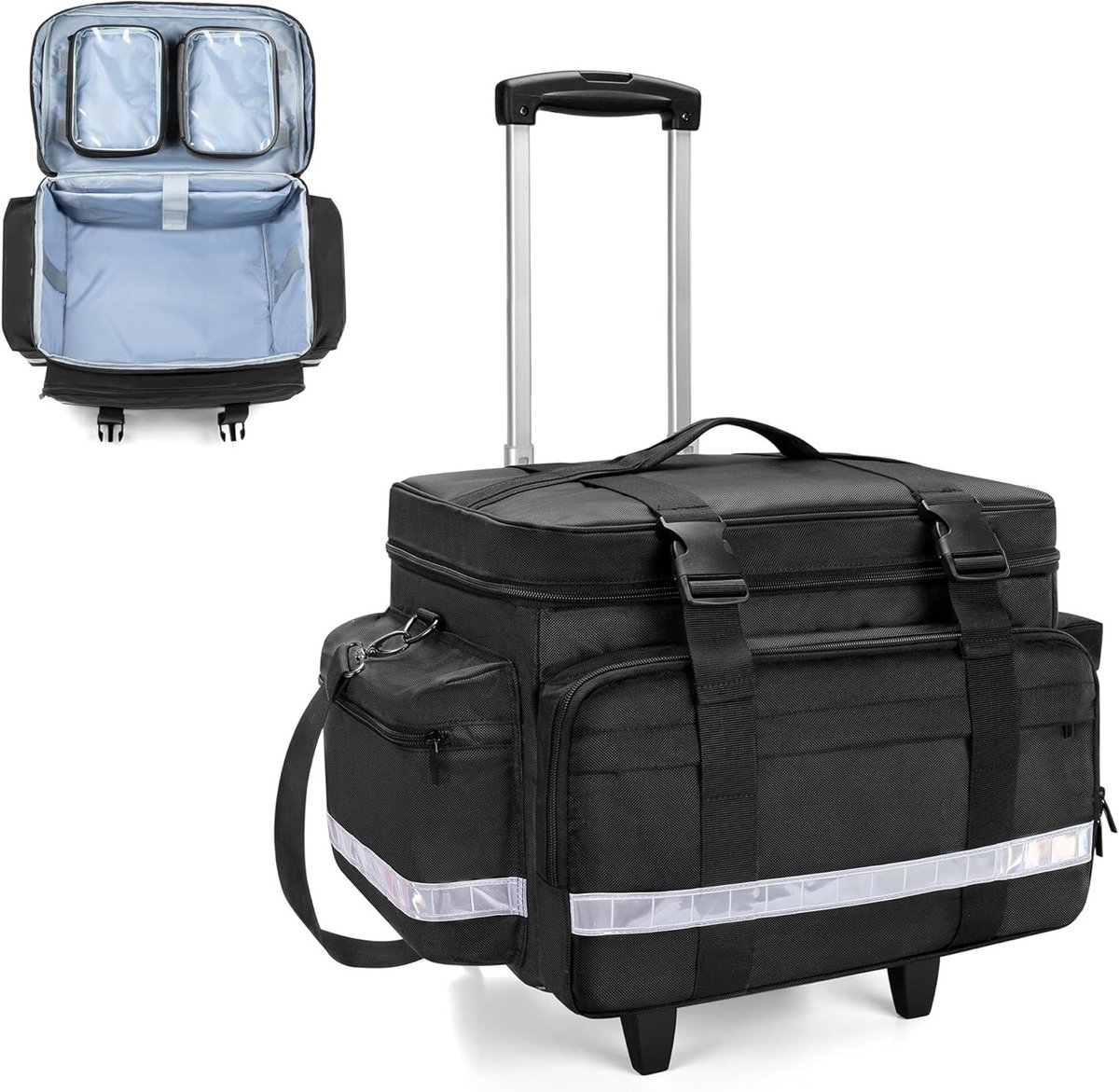 Medische tas met afneembare trolley, Zwart, 36.576,9 kubieke centimeters, Modern ontwerp, Ruimtebesparend en Functioneel