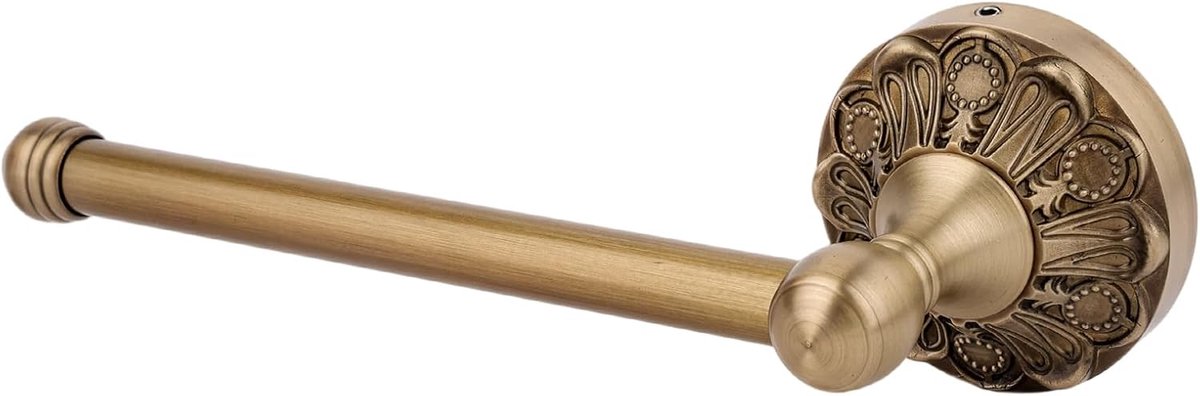 SnelShoppen - Antique Brass Toilet Paper Holder Vintage - Toilethouder voor Toiletpapier - Wandmontage - Badkamer Accessoires - Klassiek en Elegant -