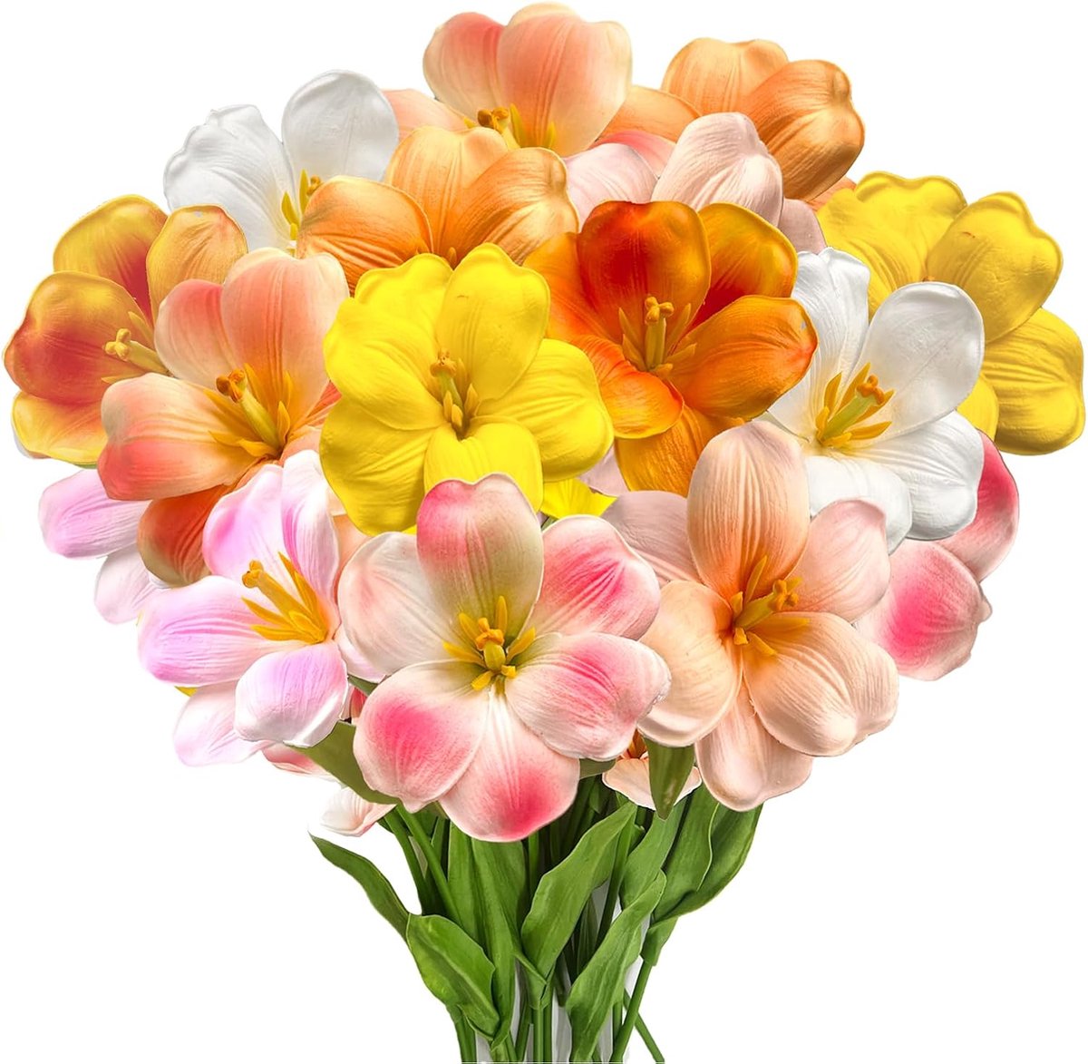 SnelShoppen - 16 Stuks Kunstbloemen Tulpen - Mix Kleuren - Perfect voor Tuin, Feest, Decoratie - Levensgrote Kunstmatige Tulpen - Kunststof Bloemen in
