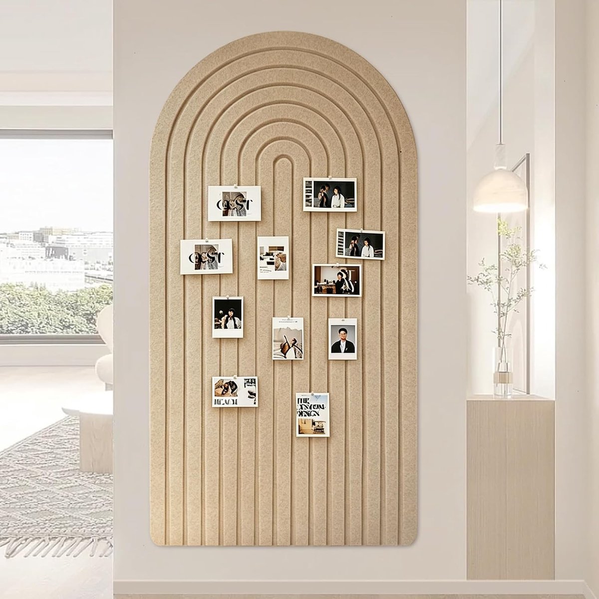 SnelShoppen - Opvouwbaar Fotobord Zelfklevend 120x60 cm - Donker Camel Vilt Prikbord met Punaises en Ronde Randen voor Thuis, Kantoor en School
