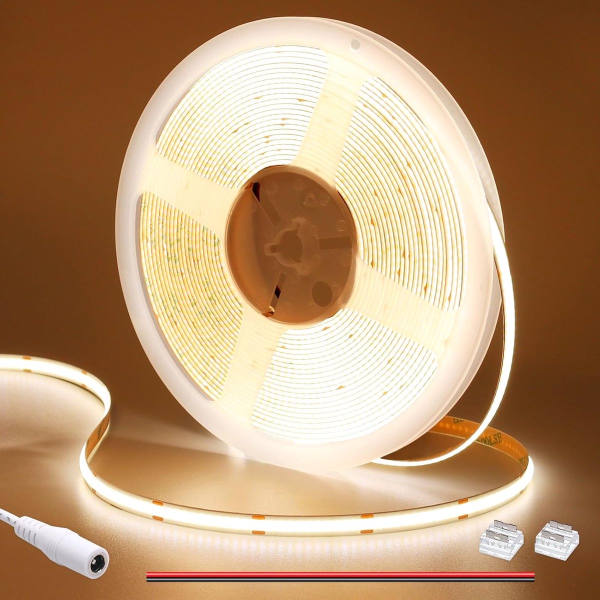 SnelShoppen - 10M Warm White 3000K COB LED Strip 24V 312LEDs/M 11W/M CRI 93+ 6300lm Flexibel Zelfklevend voor DIY Home Decor - Niet Waterproof