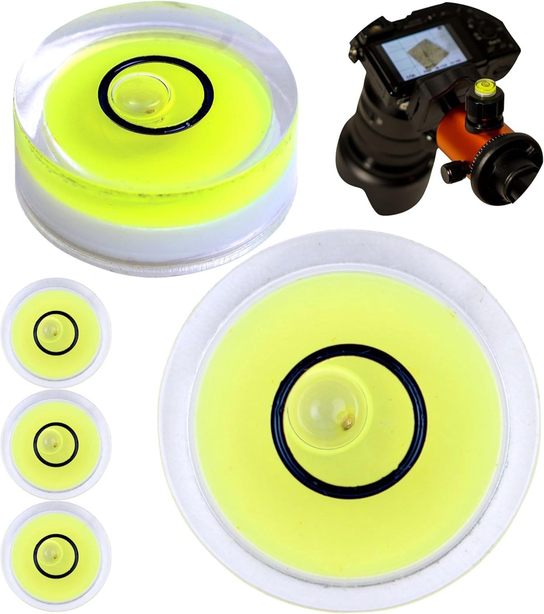 SnelShoppen - Mini Ronde Waterpas voor Camera's en Caravans, Set van 5, Ø 12mm, Precisie Spirit Level met Bubble, Ideaal voor Meubels en Kamperen