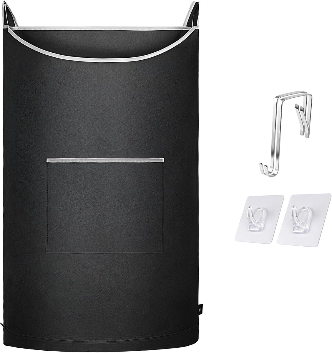 SnelShoppen - Overdoor Laundry Collector - Hangende Waszak met 2 RVS Haken en 2 Zuigzuigers - Ruimtebesparende Opbergtas voor Badkamer, Deur en Kledin