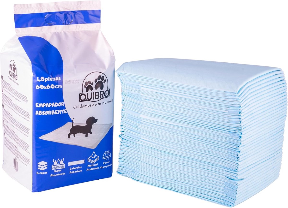 SnelShoppen - Quibro onderlegger 60 x 60 cm (40 stuks) - Super Absorbent, Zelfklevend, Ademend, Ideaal voor Feest, Camping en Kinderen