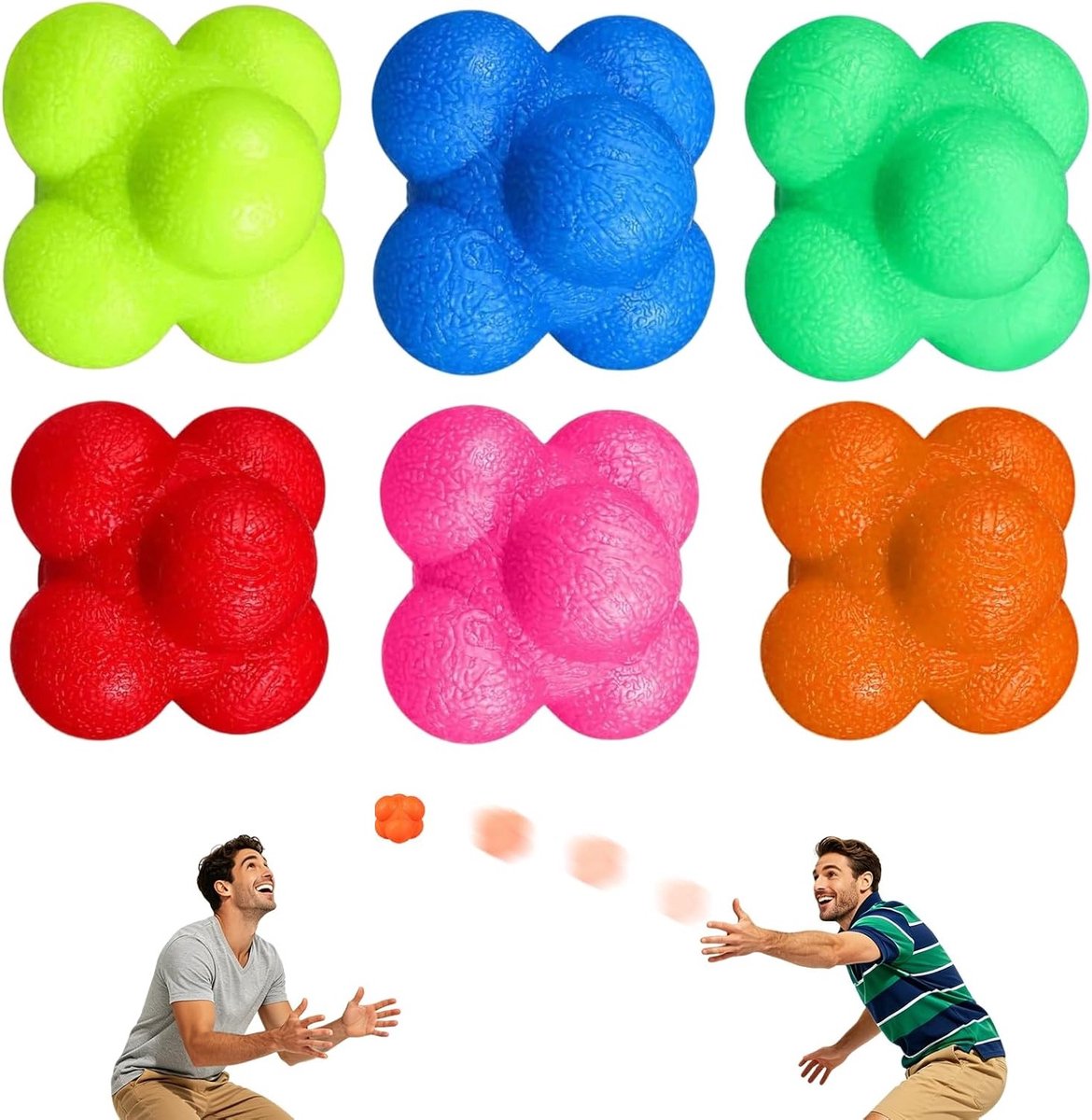 Set van 6 Reactiebollen voor Verbetering van Reflexen, Behendigheid en Coördinatie van Hand-Oog, Ideaal voor Training en Sportactiviteiten