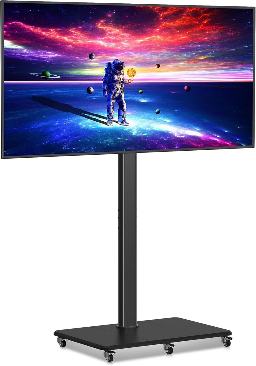 SnelShoppen - TV Stand met Wielen, Hoogte Verstelbaar voor 42-70 Inch TV's tot 40 kg, Universele VESA 200x200 - 600x400 mm, Roll-Up TV Meubel voor Thu