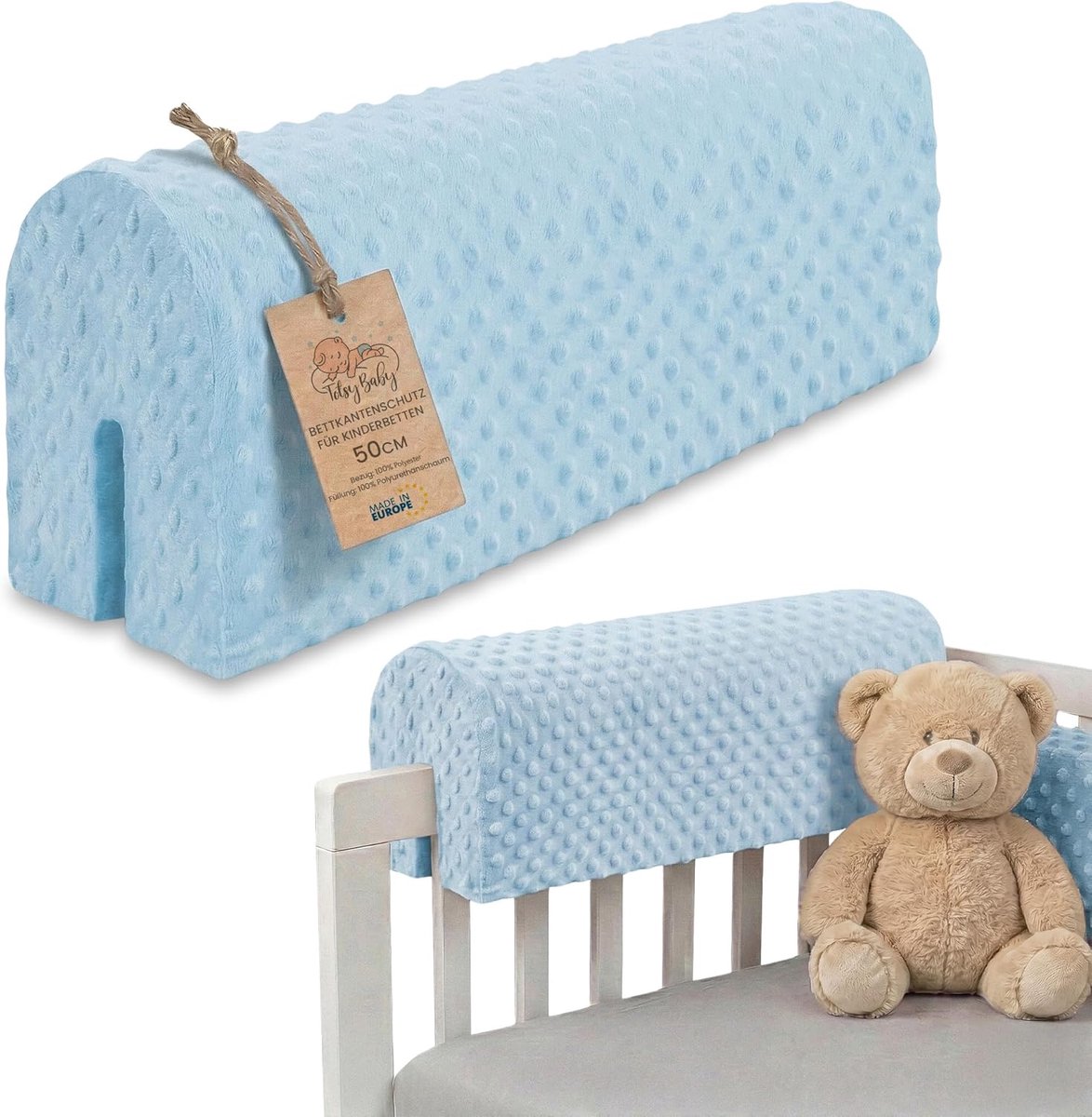 SnelShoppen - Bed Edge Protector voor Kinderbedden 50 cm - Veiligheid en Comfort voor Babybed, Hoekbescherming voor Bedframe, Oeko-Tex Blauw, Universe