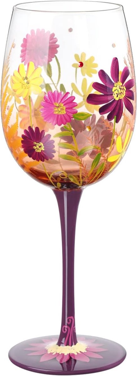 SnelShoppen - Handgeschilderde Wijn Glazen 15 oz - Kleurrijke Decoratieve Wijnbekers - Perfecte Verjaardag en Trouwerij Cadeaus voor Vrouwen - Duurzaa