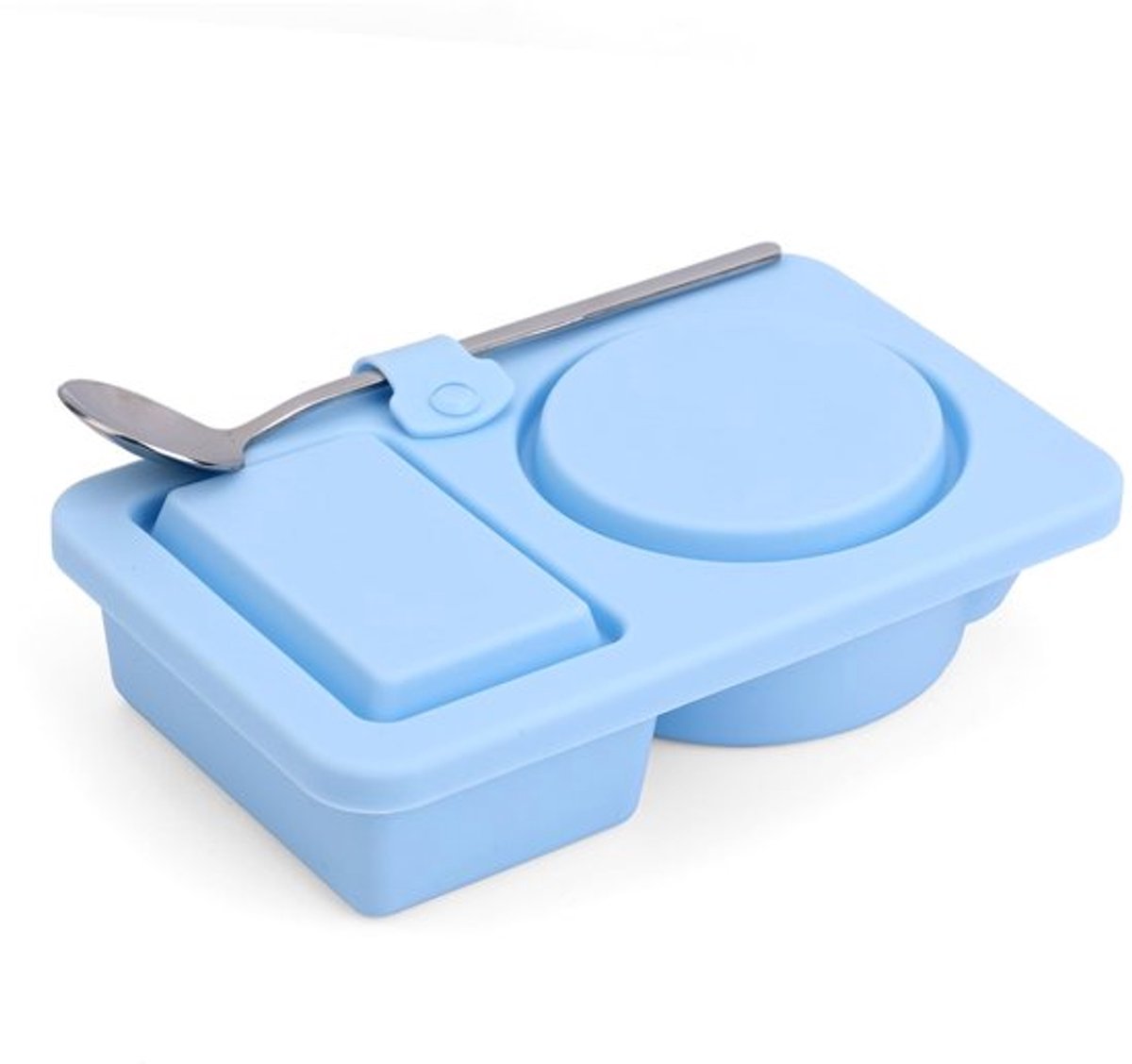 Snackbakjes Lekvrij - Siliconen Voedselcontainer - Dubbel Compartiment - Inclusief Lepel - Herbruikbaar - Perfect voor Kruidensauzen