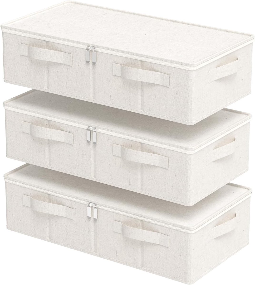 SnelShoppen - Underbed Opbergdoos 3-Pack, Vouwbare Onderbed Kledingzakken, Beige, 60x30x15cm, Ideaal voor Kleding, Dekens en Bedlinnen