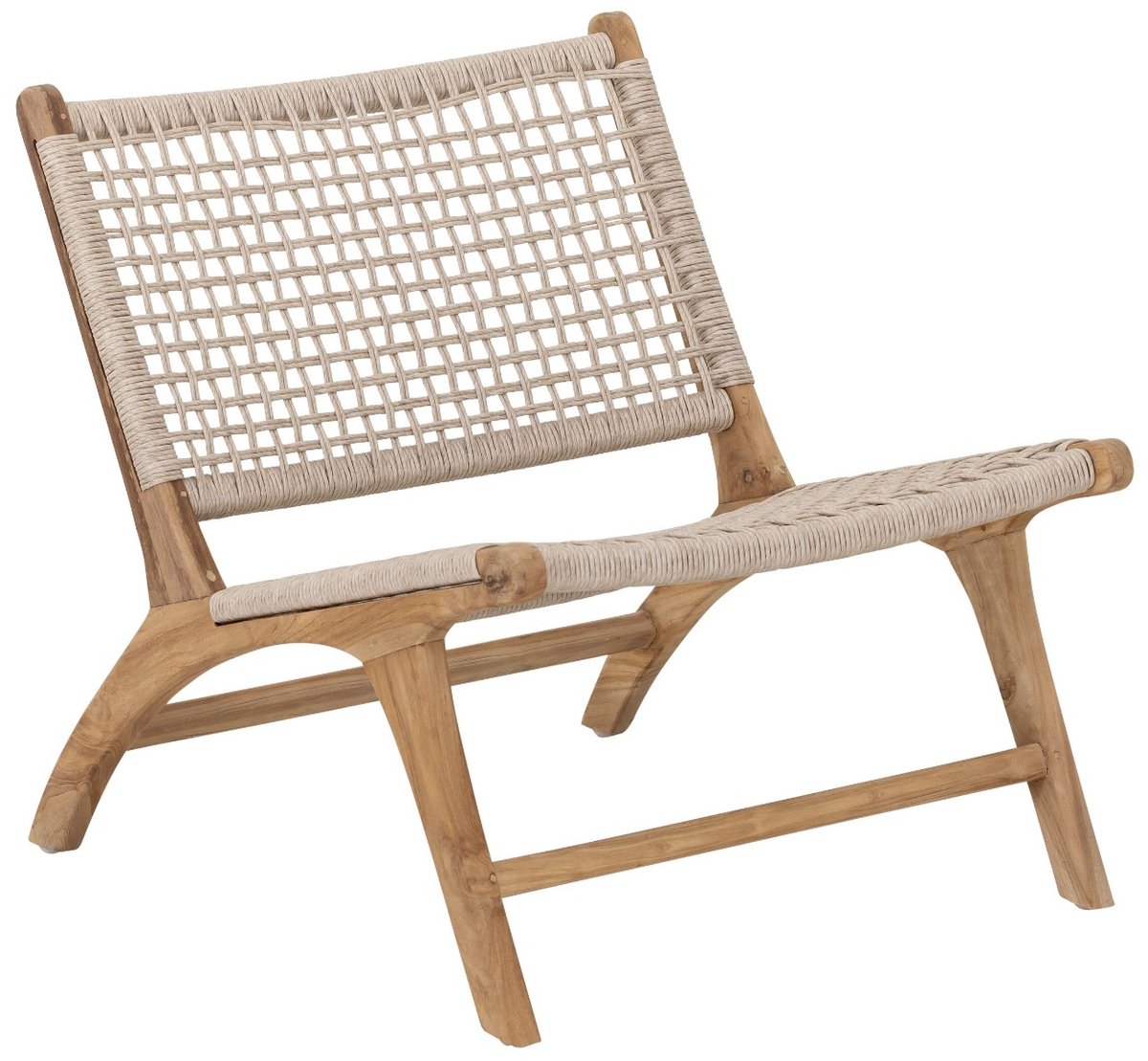 MUST Living Lounge chair Winston,68x66x83 cm, rustic teakwood, synthetic rope