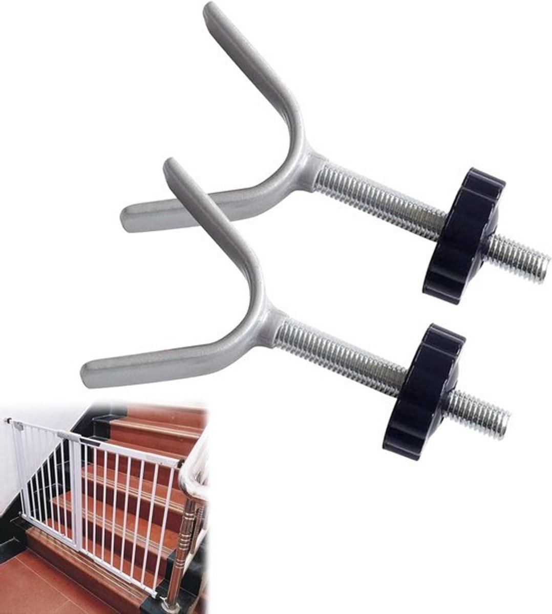 Veiligheidsaccessoires voor Baby- en Hondenhekken - 2 Stuks Zwart voor Trap en Deur