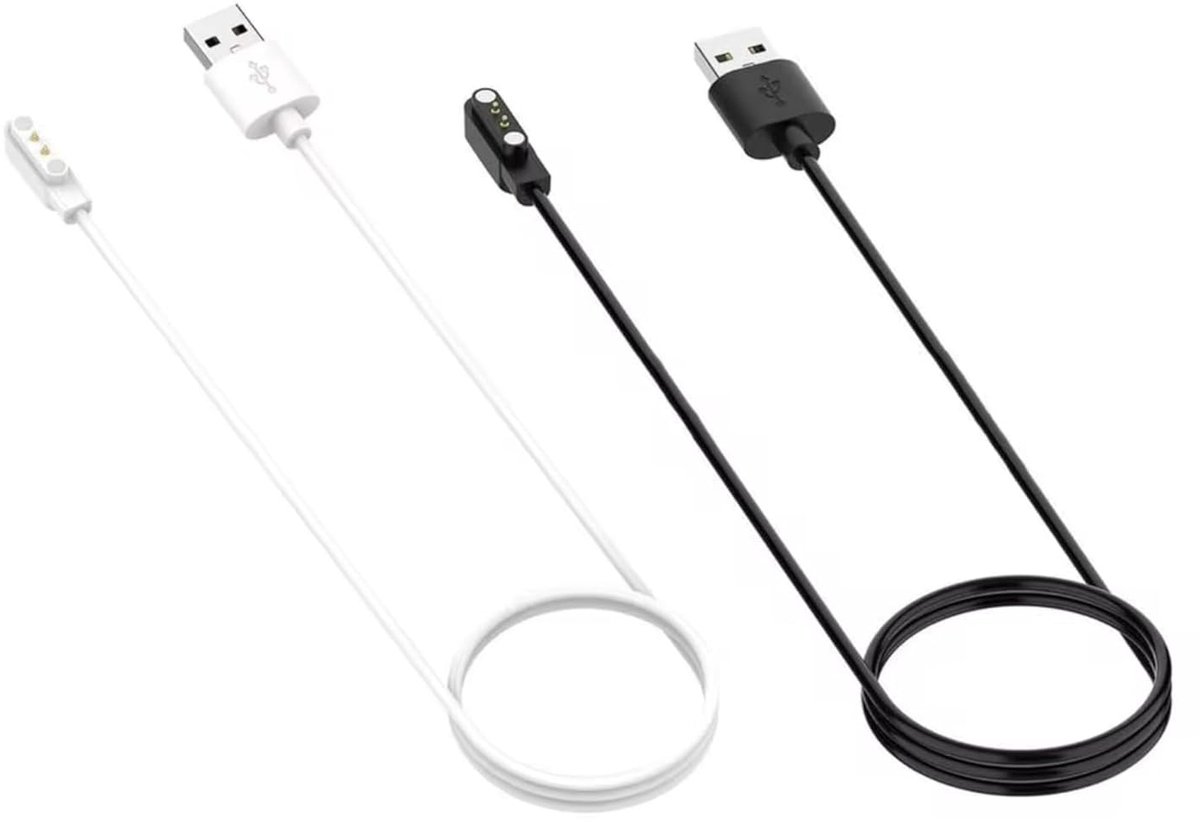 SnelShoppen - Magnetic USB Oplaadkabel 60cm voor Smartwatch - Compatibel met Diverse Modellen - 2 Kabels met Tegenovergestelde Polariteit - Ideaal voo
