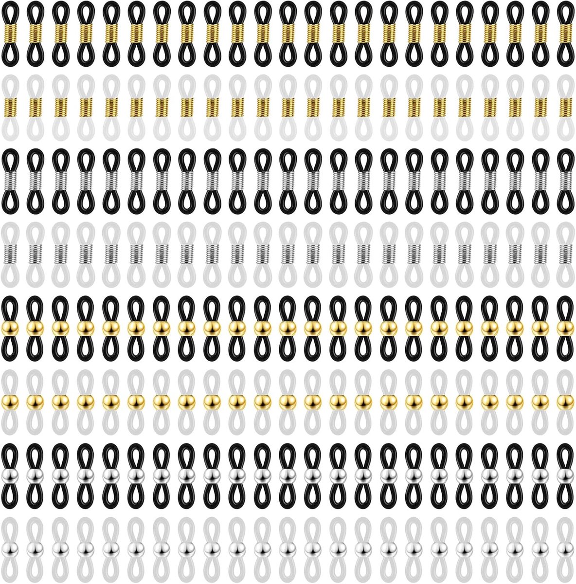 Brillenketting, siliconen verbindingsstukken, verstelbare rubberen houder, 120 stuks - ShopVlot