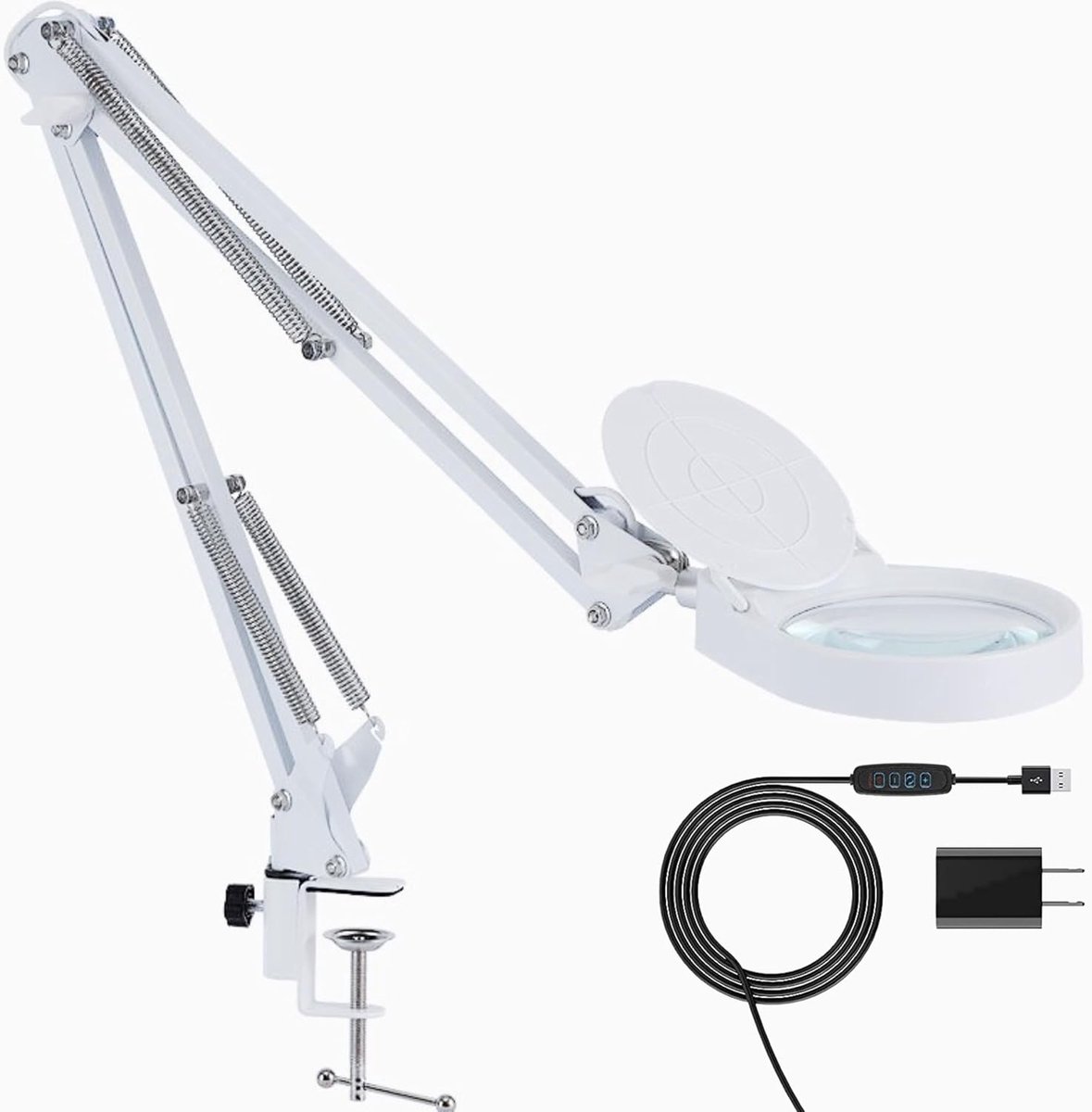 Magnifying Glass with Lighting - Magnifier with LED Lighting including Table Clamp and 3 Light Colours - ShopVlot