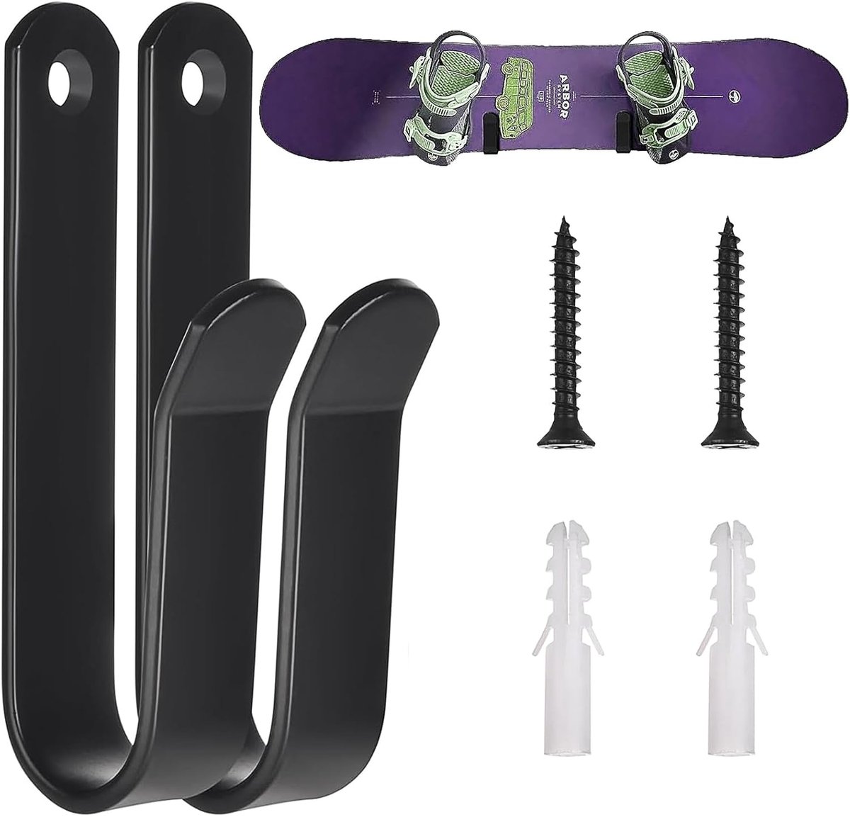 Wall Mount for Skateboard, 2 Pieces, Horizontal Snowboard, Wall Mount Clips, Wall Mount Rack Ski Holder, Wall Storage - ShopVlot