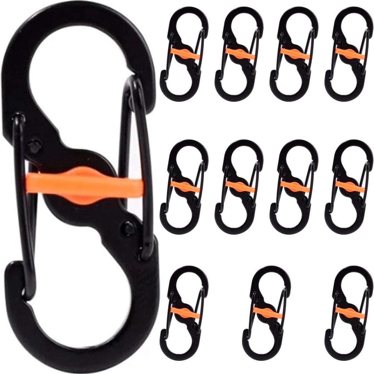 Pack of 12 Stainless Steel Carabiner Hooks, S-Shape Carabiner Hooks, Stainless Steel Carabiner Hooks, S Carabiner - ShopVlot