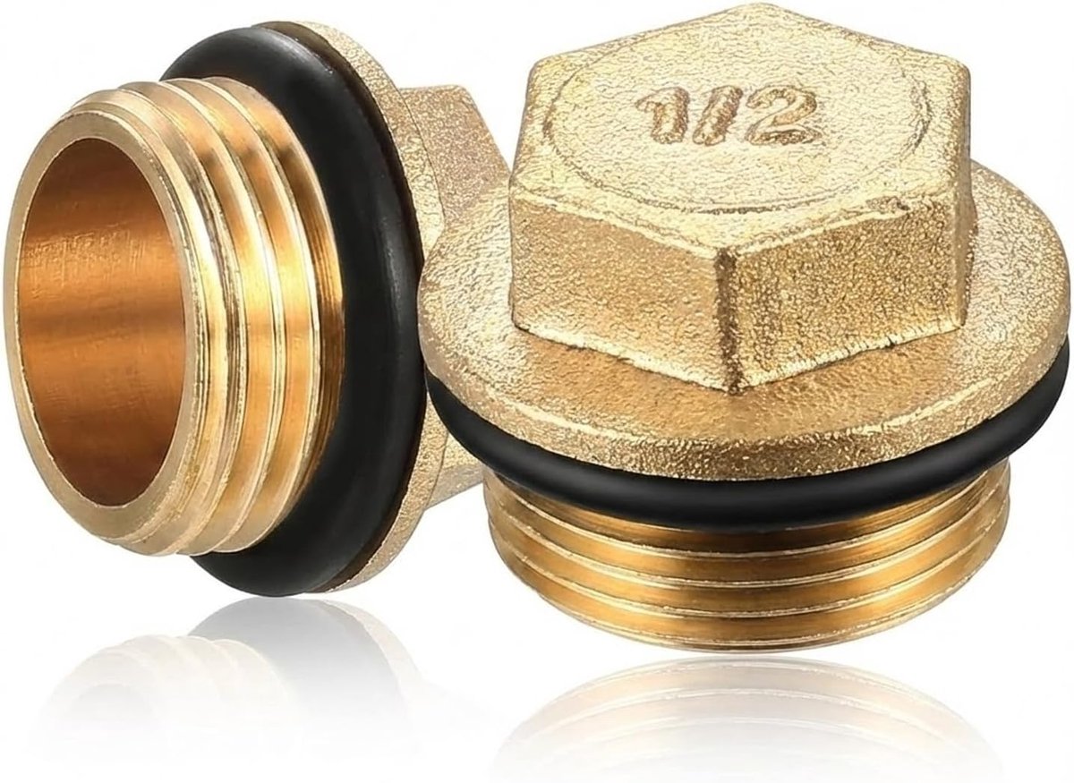 YOGAZEN 2 stuks 1/2 inch messing stop, messing blinde stop 1/2 inch buitendraad, G1/2 inch blinde stop buis eindkap - ShopVlot