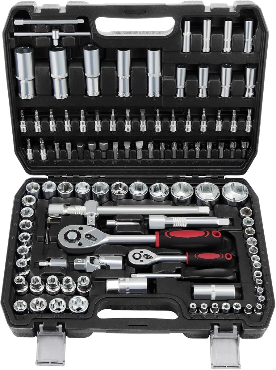 108 Piece Spanner Set, Ratchet Wrench Set, 1/2 Inch 1/4 Inch Ratchet Wrench Set with 72 Teeth, Ratchet Tool Set, Tool - ShopVlot