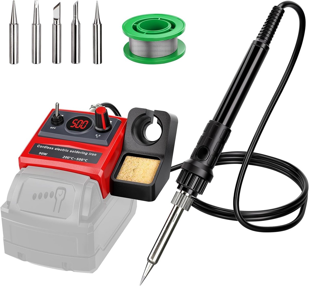 Wireless Soldering Iron Kit for Milwaukee M18 18V Battery, 75W LED Digital Soldering Iron with 5 Points, 50g 0.04 Inch - ShopVlot
