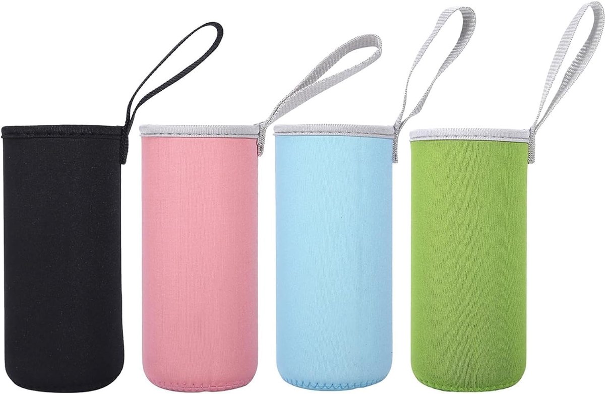 Rakiuty Thermo-cover for bottles, made of durable neoprene, 550 ml, black, blue, pink, green, pack of 4 - ShopVlot