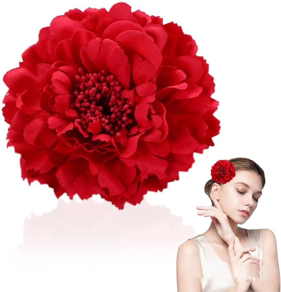 Flower Shape Hair Clips Beach Hair Clips for Wedding Red Artificial Flowers Holiday Decorations - ShopVlot